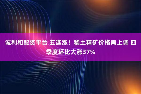 诚利和配资平台 五连涨！稀土精矿价格再上调 四季度环比大涨37%