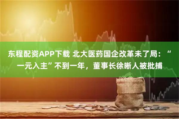 东程配资APP下载 北大医药国企改革未了局：“一元入主”不到一年，董事长徐晰人被批捕